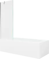 Vonia Mexen Vega su apdaila ir stiklo sienele, 170x70 cm + 70 cm, Baltas+Chrome/Transparent