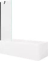 Vonia Mexen Cubik su apdaila ir stiklo sienele, 160x70 cm + 60 cm, Baltas+Juodas/Transparent