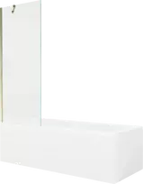 Vonia Mexen Cubik su apdaila ir stiklo sienele, 170x70 cm + 70 cm, Baltas+Gold/Transparent