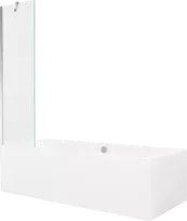Vonia Mexen Cube su apdaila ir stiklo sienele, 180x80 cm + 50 cm, Baltas+Chrome/Transparent