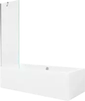 Vonia Mexen Cube su apdaila ir stiklo sienele, 170x80 cm + 60 cm, Baltas+Chrome/Transparent