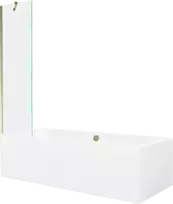Vonia Mexen Cube su apdaila ir stiklo sienele, 170x80 cm + 50 cm, Baltas+Gold/Transparent