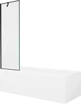 Vonia Mexen Cubik su apdaila ir stiklo sienele, 150x70 cm + 60 cm, Baltas+Juodas frame