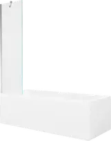 Vonia Mexen Cubik su apdaila ir stiklo sienele, 150x70 cm + 50 cm, Baltas+Chrome/Transparent