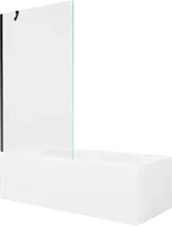 Vonia Mexen Cubik su apdaila ir stiklo sienele, 150x70 cm + 100 cm, Baltas+Juodas/Transparent