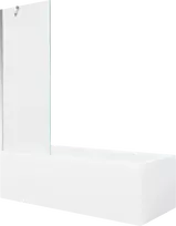 Vonia Mexen Cubik su apdaila ir stiklo sienele, 170x70 cm + 70 cm, Baltas+Chrome/Transparent