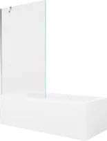 Vonia Mexen Cubik su apdaila ir stiklo sienele, 150x70 cm + 100 cm, Baltas+Chrome/Transparent