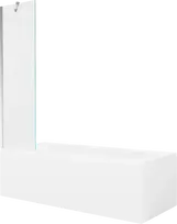 Vonia Mexen Cubik su apdaila ir stiklo sienele, 170x70 cm + 50 cm, Baltas+Chrome/Transparent