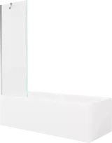 Vonia Mexen Cubik su apdaila ir stiklo sienele, 150x70 cm + 60 cm, Baltas+Chrome/Transparent