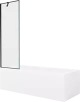 Vonia Mexen Cubik su apdaila ir stiklo sienele, 170x70 cm + 60 cm, Baltas+Juodas frame