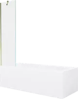 Vonia Mexen Cubik su apdaila ir stiklo sienele, 170x70 cm + 50 cm, Baltas+Gold/Transparent