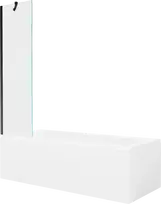 Vonia Mexen Cubik su apdaila ir stiklo sienele, 150x70 cm + 50 cm, Baltas+Juodas/Transparent
