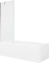 Vonia Mexen Cubik su apdaila ir stiklo sienele, 160x70 cm + 70 cm, Baltas+Chrome/Transparent
