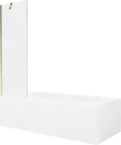 Vonia Mexen Vega su apdaila ir stiklo sienele, 160x70 cm + 60 cm, Baltas+Gold/Transparent