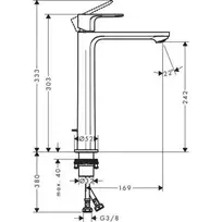 Aukštas praustuvo maišytuvas Hansgrohe Rebris E 72581670, juodas matinis