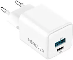 Forever TC-08-20AC GaN PD QC įkroviklis 1x USB-C 1x USB 20W baltas