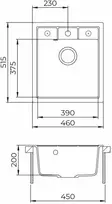 Compotexa Akmens masės plautuvė HELIKA Nova SQN100W, Silicsana spalva: Migdolinė | Blanched almond 113