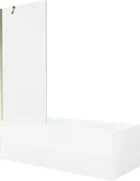 Vonia Mexen Cubik su apdaila ir stiklo sienele, 160x70 cm + 80 cm, Baltas+Gold/Transparent