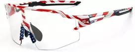 Rockbros dviratininko akiniai Photochromic su UV apsauga ir Corrective Insert 14120008002 – USA Pattern – baltos spalvos