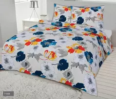 Matex Patalynė flanelowa 200x220 F-54A malowane kwiaty oranžinė tamsiai mėlyna