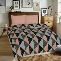 Matex Patalynė flanelinė 220x200 F-73A-1 vitražas trikampiai šviesus imbierinis rutulys juoda