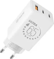 OBAL:ME GaN laidinis įkroviklis USB-A + 2xUSB-C 65W baltos spalvos