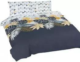 Multitex Patalynė bawełniana 220x200 Liście geometria balta pilka geltona grafito Universal Matex