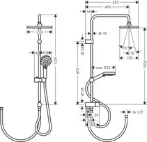 Dušo sistema Hansgrohe Vernis Shape 230 1jet Showerpipe Reno 26282000, chromas