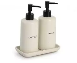 Zeller Keraminiai muilo ir losjonų dozatoriai BATH STYLE, 3 vnt