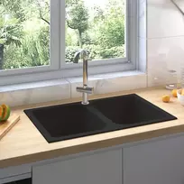 Virtuvės kriauklė Juoda 76 x 48 x 30 cm Kvarcas ir derva