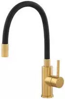 Virtuvės maišytuvas Ferro BZA4BSSG / / ZUMBA / KRIAUKLĖS MAIŠYTUVAS. INOX-GOLD ELASTINIS. Juodas SNAPELIS /