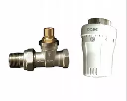 Basic Grąžinamo srauto temperatūros ribotuvas RTL termostatinė galvutė + tiesus termostatinis vožtuvas su pussriegiu jungtimi 1/2x3/4 GZ