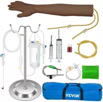Intraveninės praktikos rankos rinkinys, Tamsios odos flebotomijos modelis, Reguliuojamas stovas, Keičiamos venos ir oda, Pilnas rinkinys su priedais, Nešiojimo krepšys