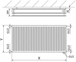 Radiatorius Mexen CVH30 Hygiene, 500 x 2000 mm, apatinio pajungimo, 2593 W, juodas