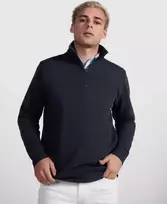 Roly Džemperis su derančiu pusiniu užtrauktuku ir polo apykakle ANETO Tamsiai mėlyna