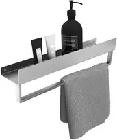 Vonios kambario lentynėlė su rankšluosčių kabykla Rea SF01, 45 cm, Brushed Steel