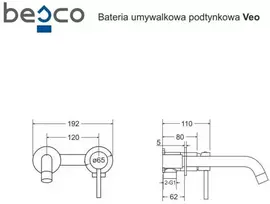 Potinkinis praustuvo maišytuvas Besco Veo, Juodas matt