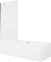 Vonia Mexen Cube su apdaila ir stiklo sienele, 180x80 cm + 90 cm, Baltas+Chrome/Transparent