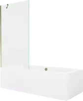 Vonia Mexen Cube su apdaila ir stiklo sienele, 180x80 cm + 90 cm, Baltas+Gold/Transparent