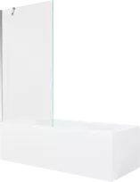 Vonia Mexen Cubik su apdaila ir stiklo sienele, 160x70 cm + 90 cm, Baltas+Chrome/Transparent