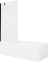 Vonia Mexen Cubik su apdaila ir stiklo sienele, 160x70 cm + 90 cm, Baltas+Juodas/Transparent