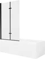 Vonia Mexen Cubik su apdaila ir stiklo sienele, 160x70 cm + 100 cm (II), Baltas+Juodas/Transparent