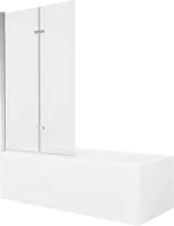 Vonia Mexen Cubik su apdaila ir stiklo sienele, 150x70 cm + 100 cm (II), Baltas+Chrome/Transparent