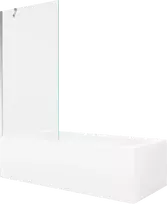 Vonia Mexen Vega su apdaila ir stiklo sienele, 180x80 cm + 90 cm, Baltas+Chrome/Transparent
