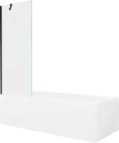Vonia Mexen Vega su apdaila ir stiklo sienele, 150x70 cm + 70 cm, Baltas+Juodas/Transparent