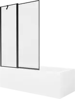 Vonia Mexen Cubik su apdaila ir stiklo sienele, 160x70 cm + 120 cm, Baltas+Juodas frame