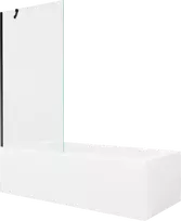 Vonia Mexen Vega su apdaila ir stiklo sienele, 150x70 cm + 90 cm, Baltas+Juodas/Transparent