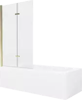Vonia Mexen Vega su apdaila ir stiklo sienele, 170x70 cm + 100 cm (II), Baltas+Gold/Transparent