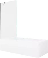 Vonia Mexen Vega su apdaila ir stiklo sienele, 160x70 cm + 90 cm, Baltas+Chrome/Transparent