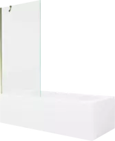 Vonia Mexen Vega su apdaila ir stiklo sienele, 160x70 cm + 90 cm, Baltas+Gold/Transparent